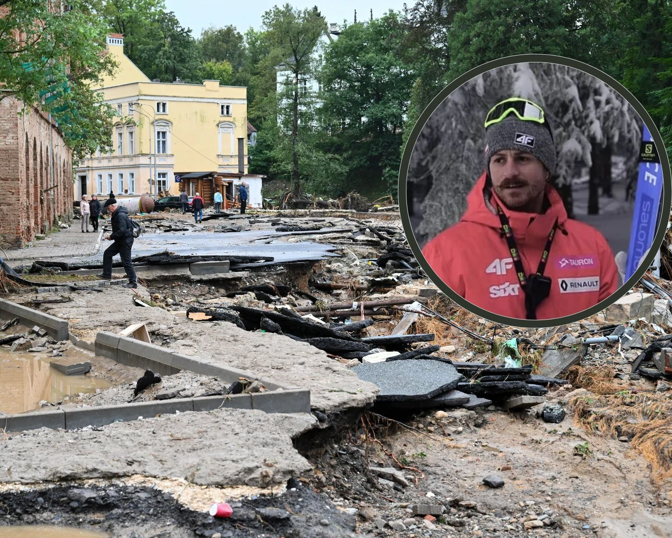 Lądek-Zdrój po przejściu wielkiej wody. W ramce Tomasz Żerebecki Lądek-Zdrój po przejściu wielkiej wody. W ramce Tomasz Żerebecki