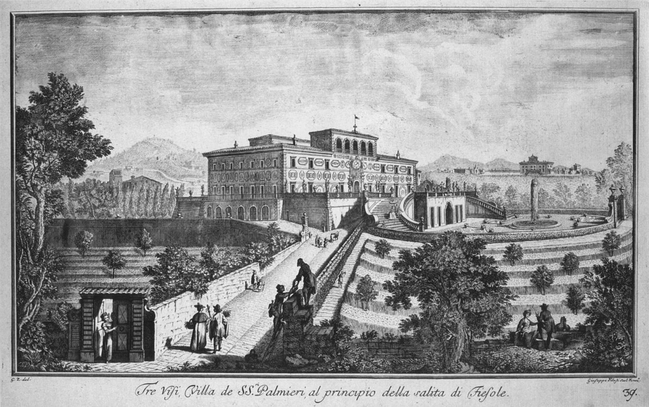Willa Palmieri, 1744 r., rycina Giuseppe Zocchiego Willa Palmieri, 1744 r., rycina Giuseppe Zocchiego