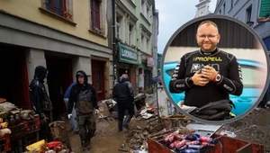 Zalane Kłodzko. W ramce Michał Majewski