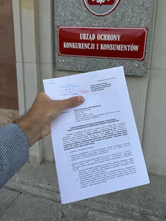 Zawiadomienie do UOKiK-u w sprawie praktyk stosowanych przez Apple.
