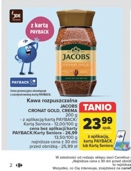 Jacobs Cronat Gold Kawa rozpuszczalna 200 g