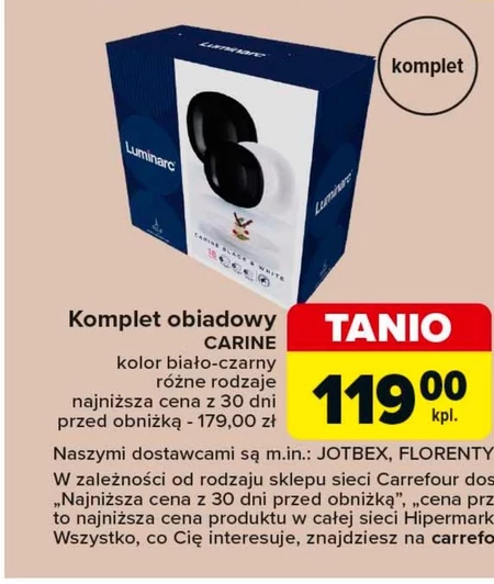 Komplet naczyń obiadowych Carine