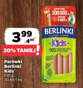 Berlinki Kids Kiełbasa 130 g niska cena