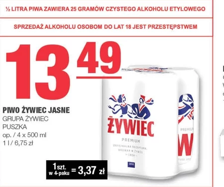 Żywiec Piwo jasne 4 x 500 ml