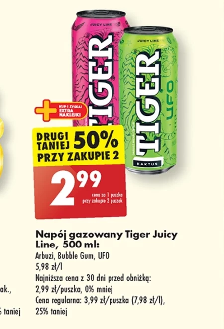 Tiger Gazowany napój owocowy kaktus 500 ml