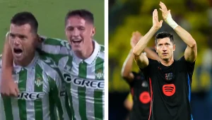 Giovani Lo Celso (pierwszy z lewej) popisał się kapitalnym trafieniem w meczu z Mallorcą i dzięki temu zmniejszył odrobinę dystans dzielący go w tabeli strzelców od Roberta Lewandowskiego