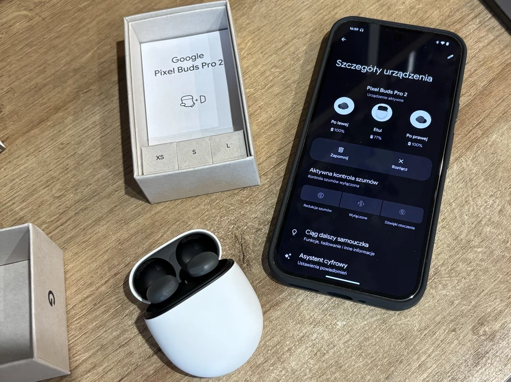 Słuchawki bezprzewodowe Google Pixel Buda Pro 2 i ich ustawienia.