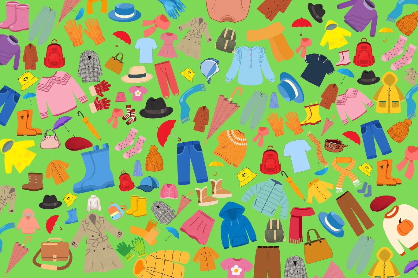 Zagadka na spostrzegawczość. Dasz radę znaleźć wszystkie niebieskie parasole wśród porozrzucanych elementów garderoby?