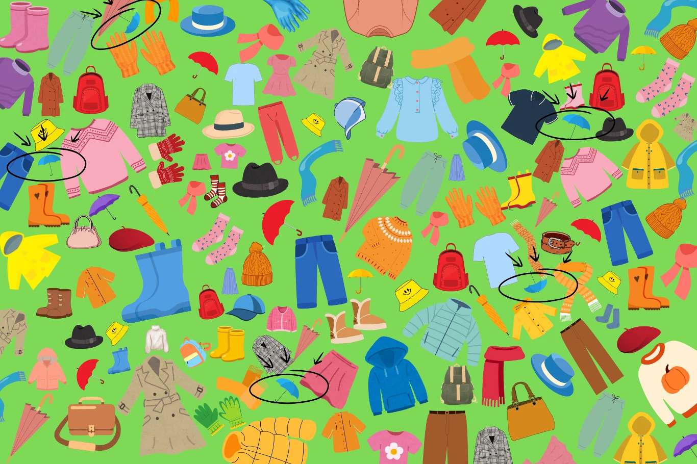 Rozwiązanie zagadki na spostrzegawczość. W tych miejscach ukryły się niebieskie parasole.