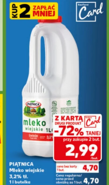 Piątnica Mleko wiejskie świeże 3,2% 1 l