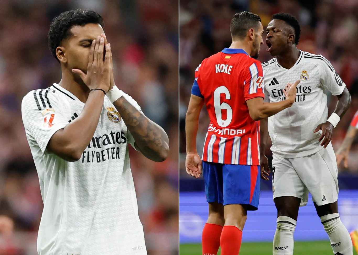 La Liga: Atletico Madryt - Real Madryt. Na zdjęciu Rodrygo, Koke oraz Vinicius Junior La Liga: Atletico Madryt - Real Madryt. Na zdjęciu Rodrygo, Koke oraz Vinicius Junior