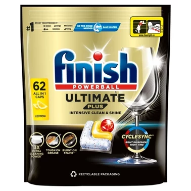 Finish Ultimate Plus Lemon Kapsułki do mycia naczyń w zmywarce 756,4 g (62 sztuki) - 0