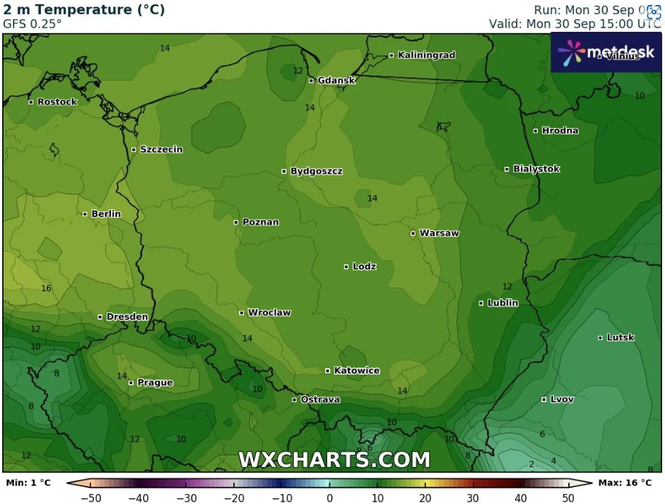 Poniedziałek będzie chłodny, z maksymalnymi temperaturami w okolicach 15 stopni Celsjusza Poniedziałek będzie chłodny, z maksymalnymi temperaturami w okolicach 15 stopni Celsjusza
