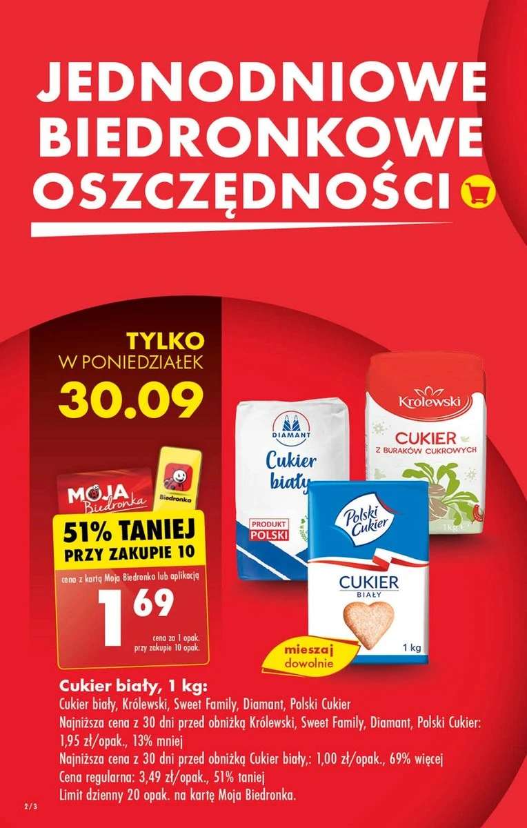 Promocja na cukier w Biedronce 