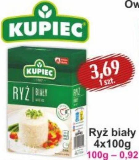 Kupiec Ryż biały 400 g (4 x 100 g)