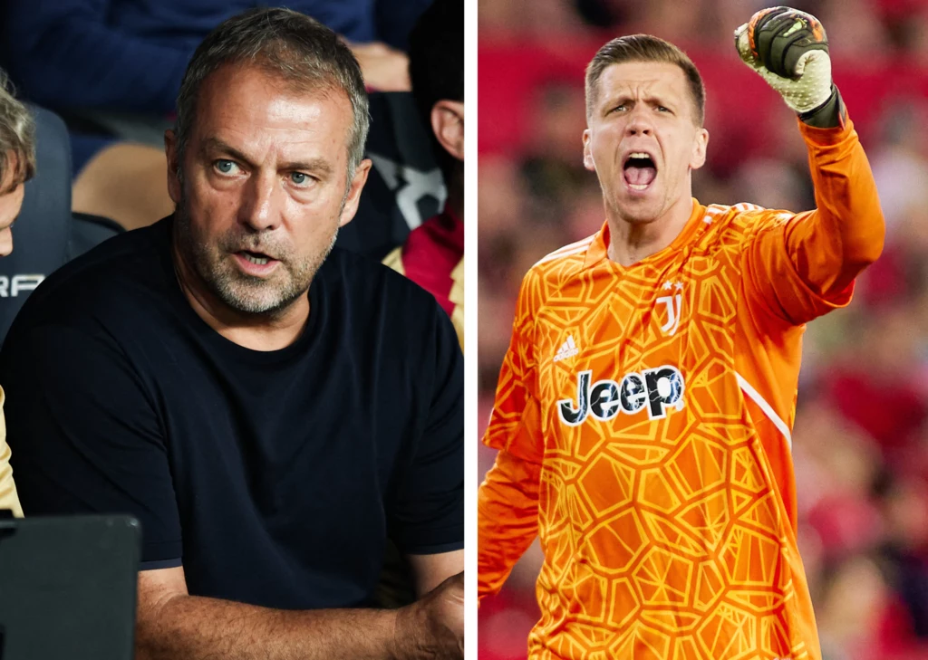 Trener FC Barcelona Hansi Flick oraz polski bramkarz Wojciech Szczęsny Trener FC Barcelona Hansi Flick oraz polski bramkarz Wojciech Szczęsny