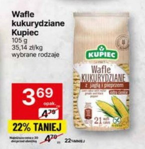 Kupiec Wafle kukurydziane z jagłą i pieprzem extra cienkie 105 g (20 sztuk) niska cena