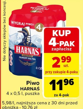 Harnaś Piwo jasne pełne 4 x 500 ml niska cena