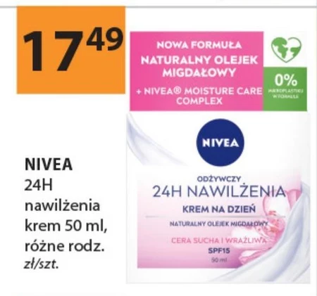 Nivea 24h Nawilżenia Odżywczy krem na dzień cera sucha i wrażliwa 50 ml