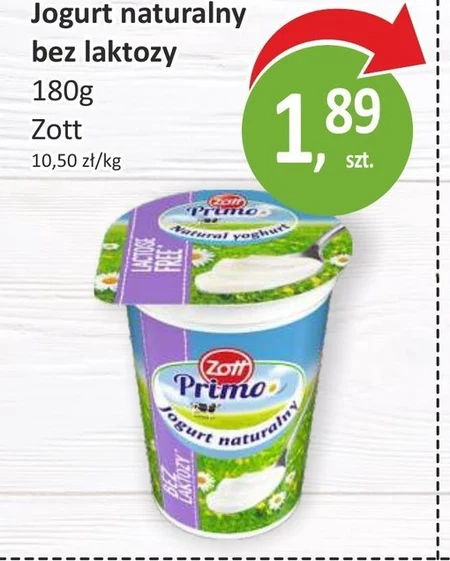 Zott Primo Bez laktozy Jogurt naturalny 180 g