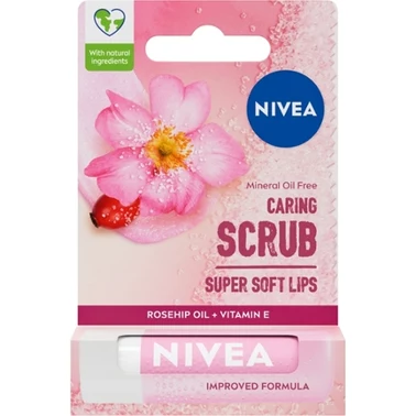 Nivea Caring Lip Scrub Pielęgnujący peeling do ust Dzika Róża 5,5 ml - 2