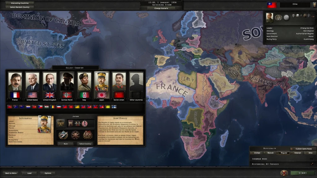 Hearts of Iron IV - świat gry w 1936 roku