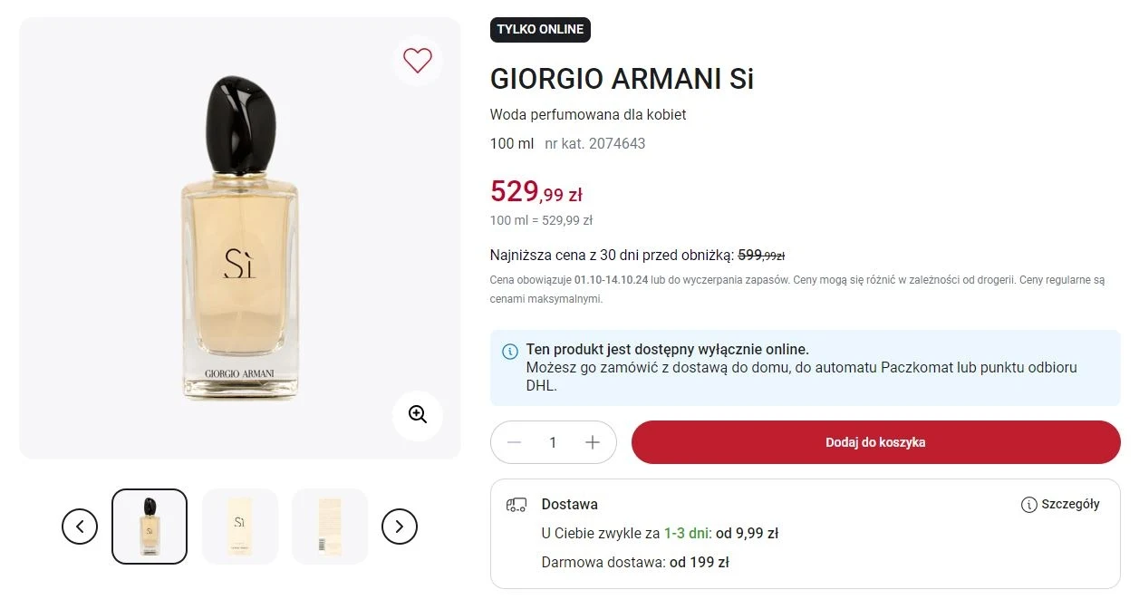Rossmann oferuje promocję na perfumy Giorgio Armani Si!