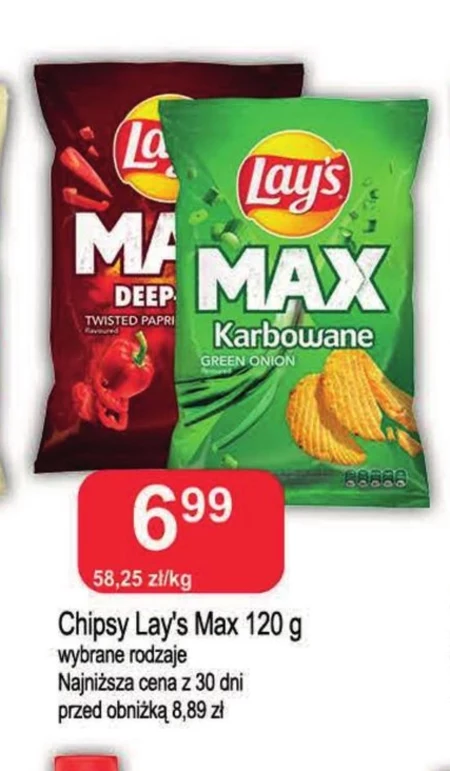 Lay's Max Chipsy ziemniaczane karbowane o smaku zielonej cebulki 120 g