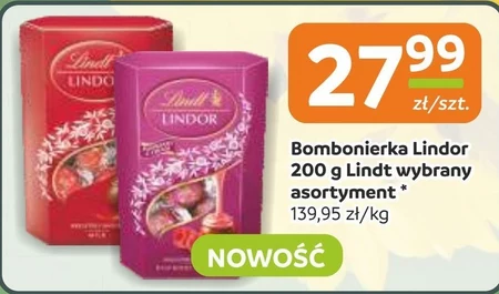 Lindt Lindor Biała czekolada i trufle truskawkowe z nadzieniem śmietankowym 200 g