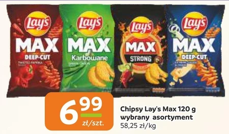 Lay's Max Chipsy ziemniaczane karbowane o smaku zielonej cebulki 120 g
