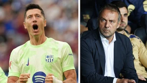 FC Barcelona. Robert Lewandowski oraz trener Hansi Flick