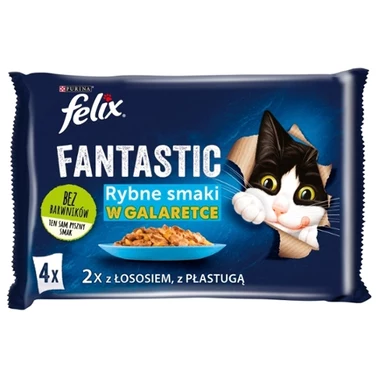 Felix Fantastic Karma dla kotów rybne smaki w galaretce 340 g (4 x 85 g) - 0