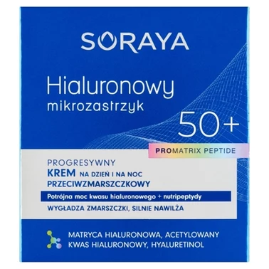 Soraya Hialuronowy Mikrozastrzyk Progresywny krem na dzień i na noc przeciwzmarszczkowy 50+ 50 ml - 0