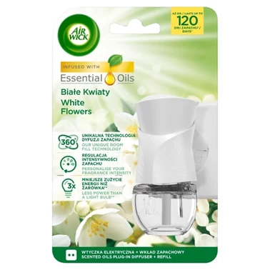 Air Wick Essential Oils Elektryczny odświeżacz i wkład białe kwiaty 19 ml - 1