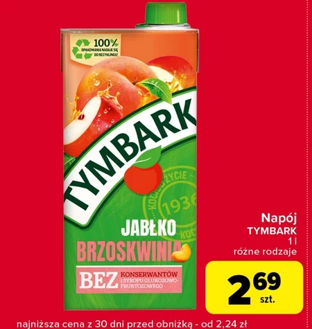 Tymbark Napój owocowy jabłko brzoskwinia 1 l