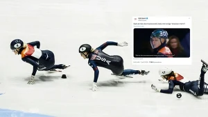 Short track. Pierwsza od lewej Xandra Velzeboer. W prawym górnym rogu nowy kask