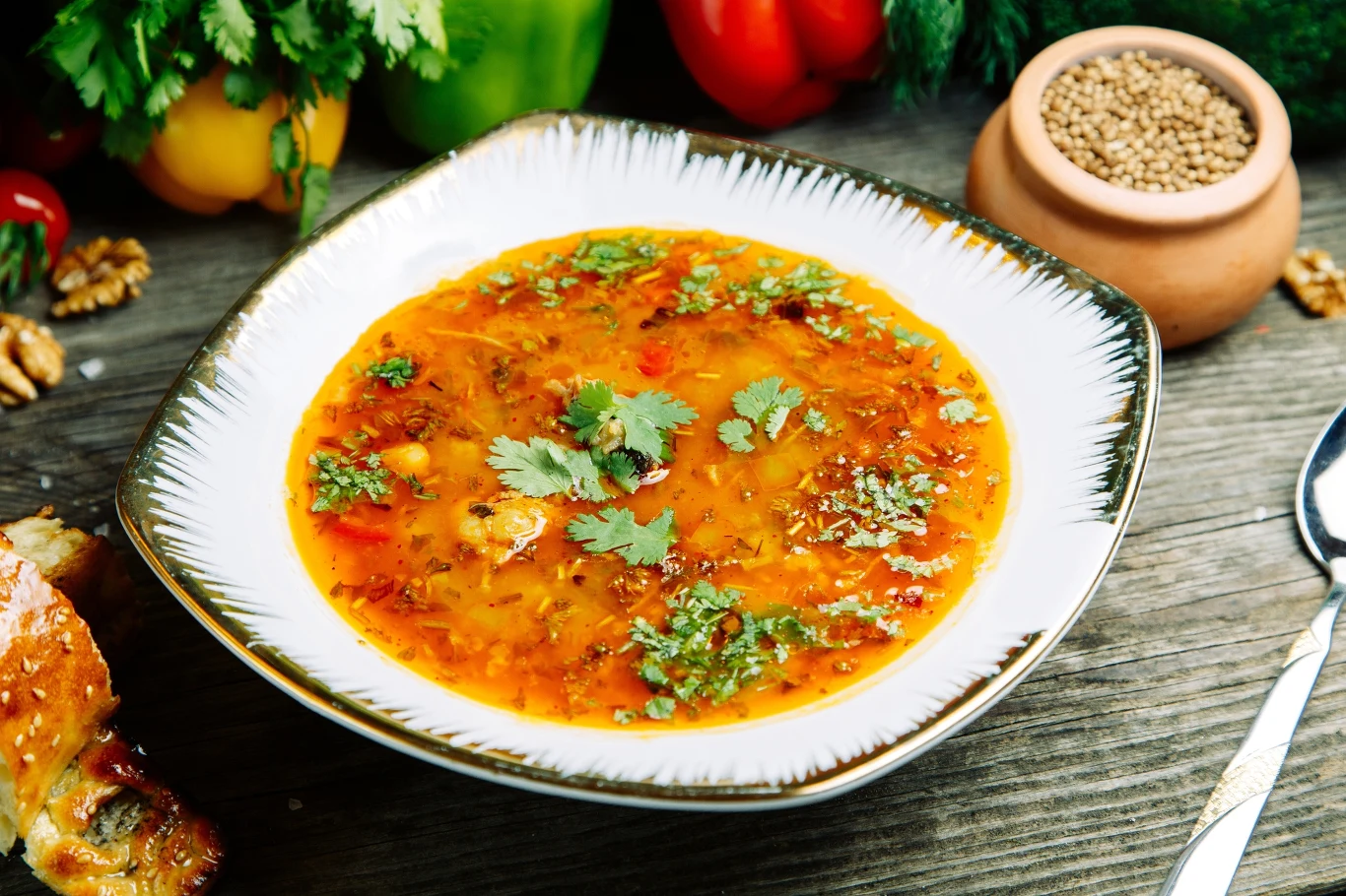 Gruziński gulasz na kurczaku z dodatkiem orzechów. Pyszny i rozgrzewający Gruziński gulasz na kurczaku z dodatkiem orzechów. Pyszny i rozgrzewający