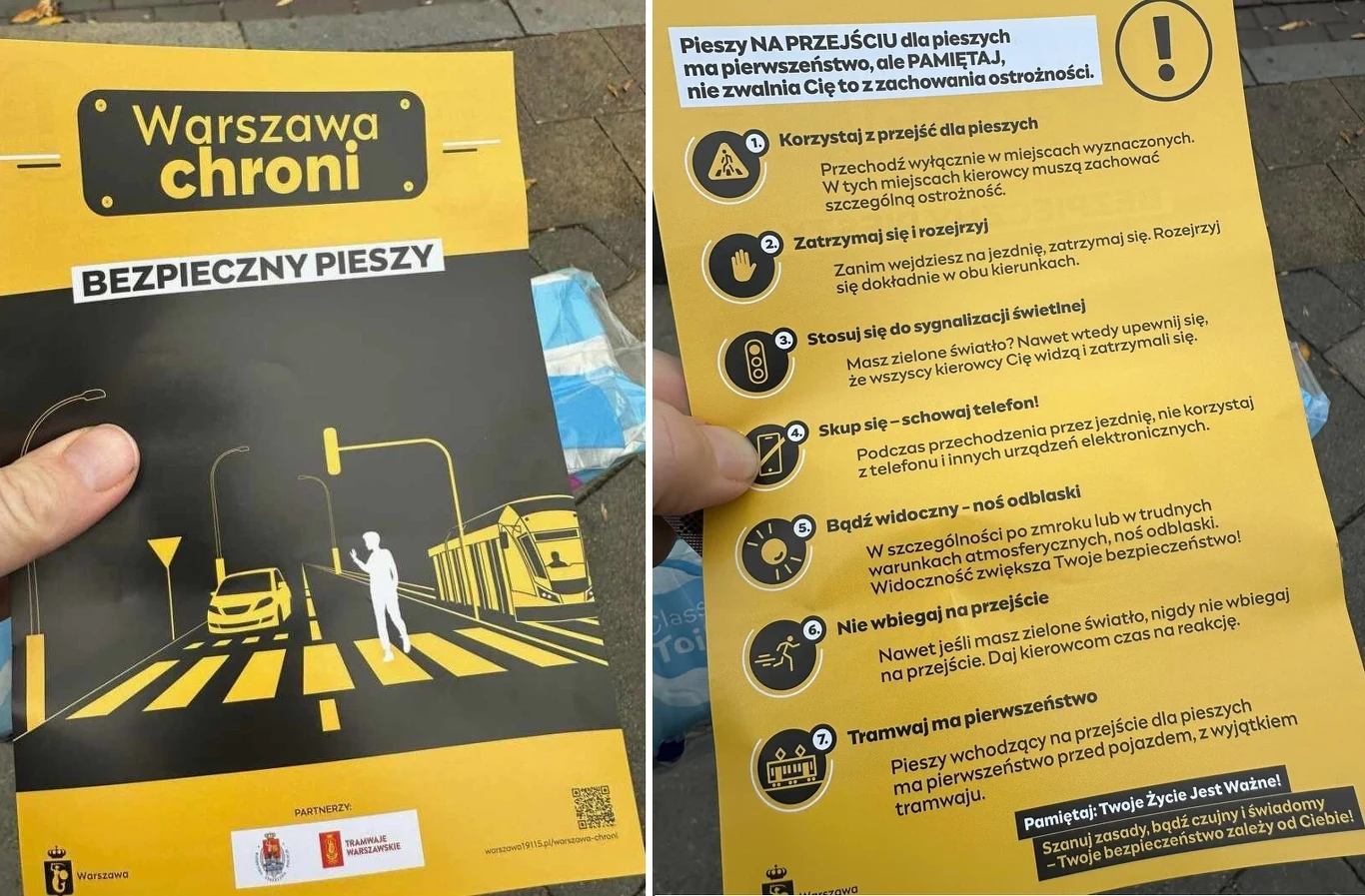 Tak wyglądają ulotki rozdawane w poniedziałek mieszkańcom Warszawy
