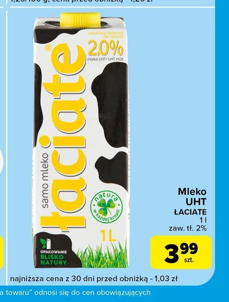 Łaciate Mleko UHT 2,0 % 1 l