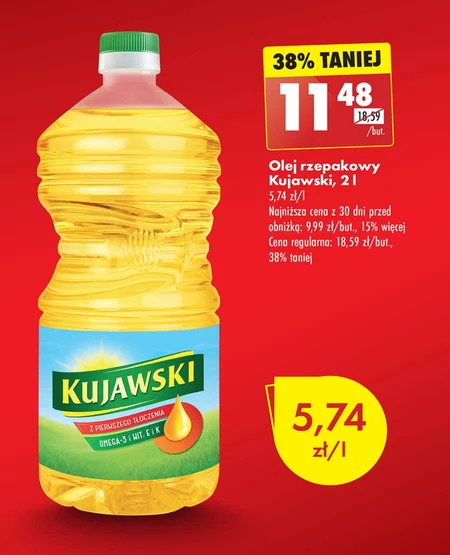 Kujawski Olej rzepakowy z pierwszego tłoczenia 2 l