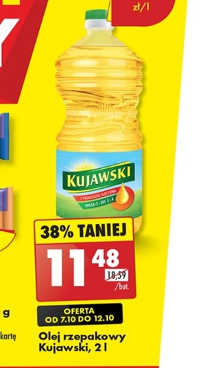 Kujawski Olej rzepakowy z pierwszego tłoczenia 2 l niska cena