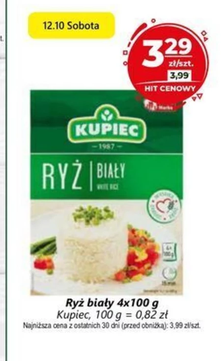 Kupiec Ryż biały 400 g (4 x 100 g)