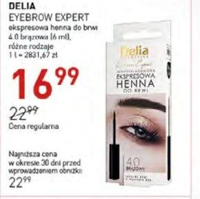 Delia Cosmetics Eyebrow Expert Jednoskładnikowa ekspresowa henna do brwi 4.0 brązowy 6 ml niska cena