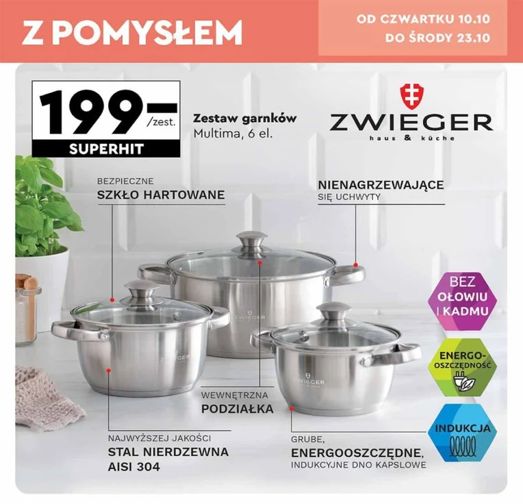 Zestaw garnków Zwieger w Biedronce Zestaw garnków Zwieger w Biedronce