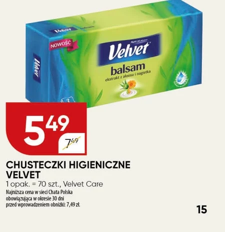 Chusteczki higieniczne Velvet