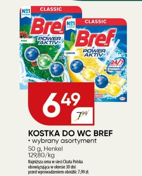 Bref WC Power Aktiv Zawieszka myjąco-zapachowa do muszli WC cytryna 50 g niska cena