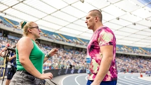 Wojciech Nowicki z trenerką Joanną Fidorow