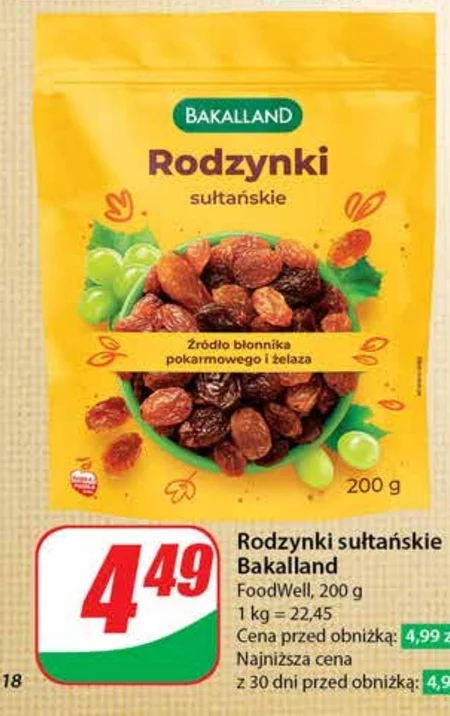 Bakalland Rodzynki sułtańskie 200 g