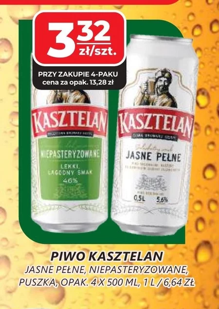 Kasztelan Piwo jasne niepasteryzowane 500 ml