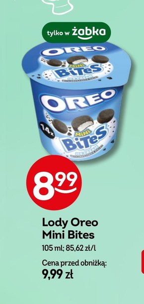 Oreo Mini Bites Lody o smaku waniliowym z ciastkami kakaowymi 105 ml (14 sztuk) niska cena